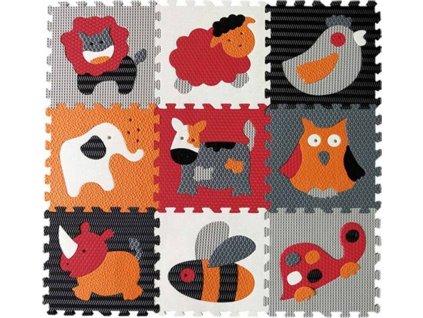 BABY GREAT Pěnové puzzle Zvířata šedá-červená SX (30x30)