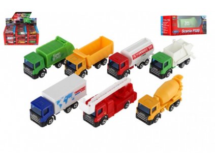 Auto nákladní Welly Scania kov/plast 7,5cm 6 druhů v krabičce 10,5x4x4cm