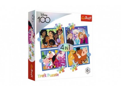 Puzzle 4v1 Šťastný svět Disney 28,5x20,5cm v krabici 28x28x6cm