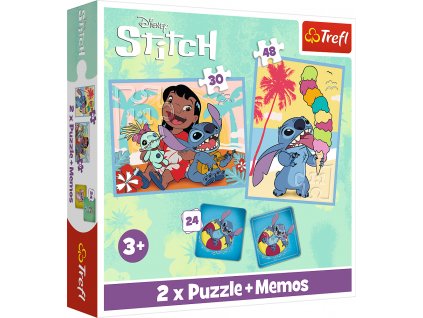 TREFL Sada 3v1 Lilo&Stitch: Šťastný den (2x puzzle + pexeso)