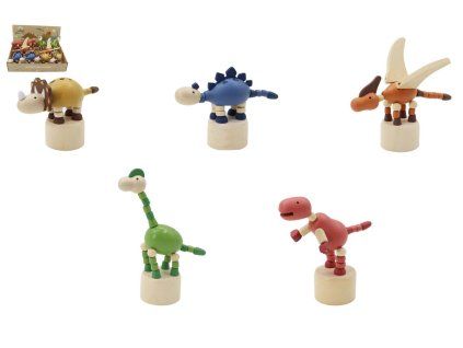Dinosaurus dřevěný mačkací 5 druhů