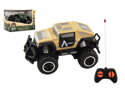 Auto RC mini vojenské SUV plast 14cm 27MHz na dálk. ovl. na bat. se světl.  v krab. 16x12x10