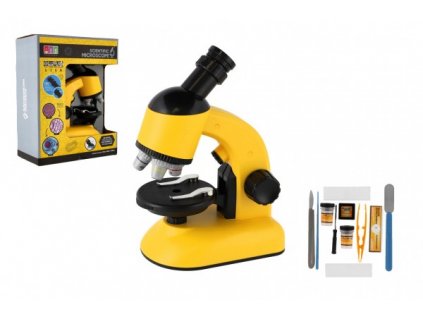 Mikroskop s doplňky plast 15cm na baterie se světlem v krabici 23x29x12cm