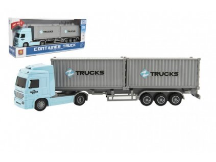 Kamion s kontejnery plast 33cm na setrvačník na baterie se světlem se zvukem v krabici 37x15x8cm