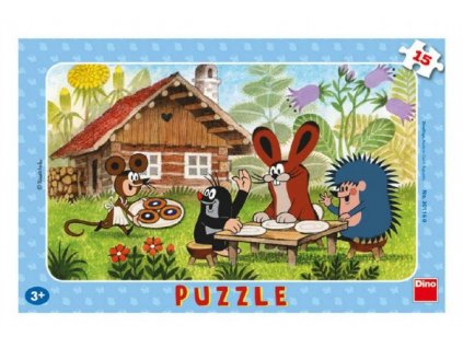 Puzzle deskové Krtek na návštěvě 29,5x19cm 15 dílků