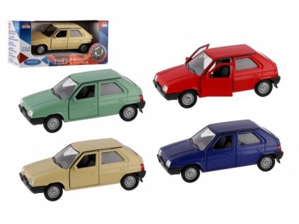 Auto Welly Škoda Favorit kov/plast 11cm 1:34 na volný chod  v krabičce 15x7x7cm