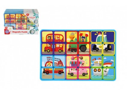 Puzzle magnetické deskové doprava plast ve fólii 30x20x1cm  24m+