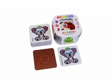 Pexeso Zvířátka 64 karet v plechové krabičce 6x6x4cm