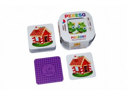 Pexeso Pohádky 64 karet společenská hra v plechové krabičce 6,5x6,5x4cm