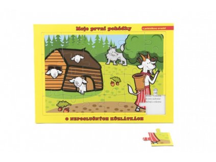 Puzzle deskové O Neposlušných Kůzlátkách 26x17cm 24 dílků Moje první pohádky