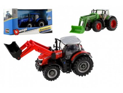 Traktor Bburago s nakladače Fendt 1050 Vario/New Holland kov/plast 16cm  v krabičce 21x11x8cm