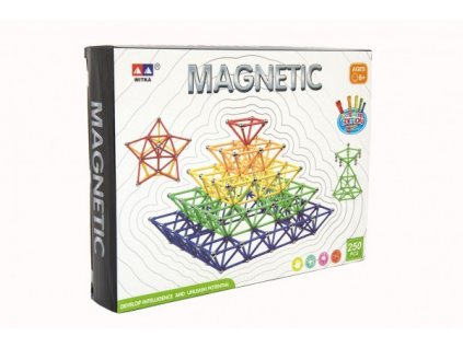 Magnetická stavebnice 250 ks plast/kov v krabici 31x23x5cm