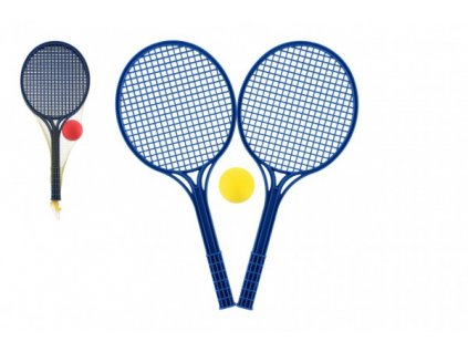 Soft tenis plast barevný+míček 53cm v síťce