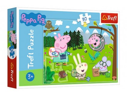 Puzzle Prasátko Peppa/Peppa Pig Výlet do lesa 27x20cm 30 dílků v krabičce 21x14x4cm