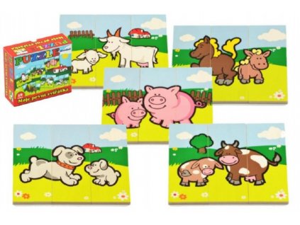 Puzzle Moje první zvířátka dřevěné 18 dílků pro nejmenší v krabičce 13x11,5x4,5cm 12m+ MPZ