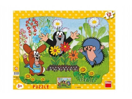 Puzzle deskové tvary Krtek zahradník 36x28cm 12 dílků