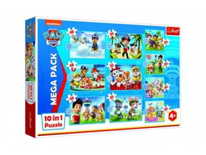 Puzzle Paw Patrol Tlapková Patrola 10v1 Spolehlivý tým v krabici 40x27x6cm