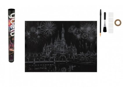 Škrabací obrázek barevný Disneyland 75x52cm v tubě 6x54cm