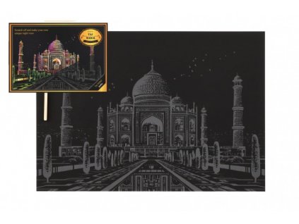 Škrabací obrázek barevný Taj Mahal 40,5x28,5cm A3 v sáčku