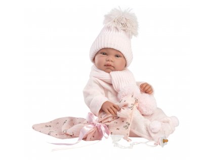 Llorens 84338 NEW BORN HOLČIČKA - realistická panenka miminko s celovinylovým tělem - 43 cm