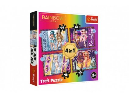 Puzzle 4v1 Módní panenky/Rainbow High 28,5x20,5cm v krabici 28x28x6cm