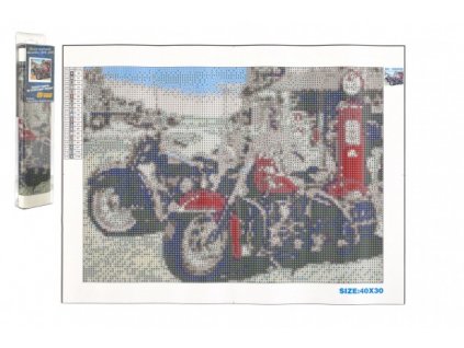 Diamantový obrázek Motorky 40x30cm s doplňky v blistru 7x33x3cm