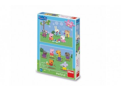 Puzzle 2v1 Prasátko Peppa/Peppa pig a kamarádi 2x48 dílků v krabici 19x27x4cm