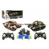 Tank RC 2ks 25cm tanková bitva+dob. pack 27MHZ a 40MHz maskáč se zvukem se světlem v kr. 50x20x23cm