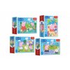 Minipuzzle 54 dílků Šťastný den Prasátka Peppy/Peppa Pig  v krabičce 9x6,5x3,5cm