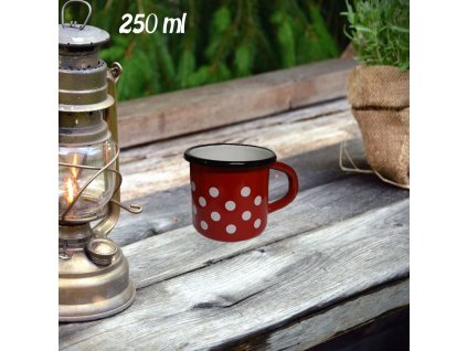 Smaltovaný hrnček červený 0,25 lit BARABARA