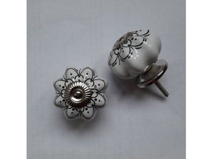 Keramické gombíky TEKVICA ANTIK 5 čierna kvety 45 mm ACHI