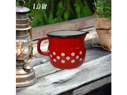 Smaltovaný hrnček oblý 1 lit BARABARA