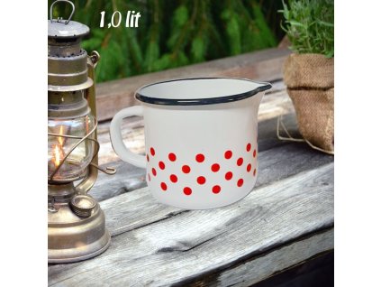 Smaltovaný hrnček so zobáčikom biely 1 lit BARABARA