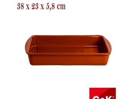 7225435 Keramická zapekacia misa hranatá 38 x 26 x 6 cm hnedá COK