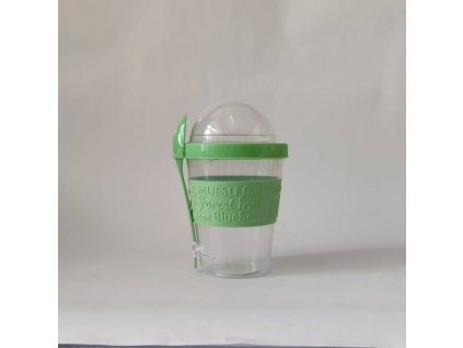 Plastový pohár na jogurt a držiak s lyžičkou 600 ml