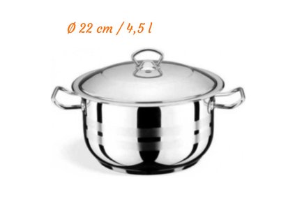 7807003 Hrniec s pokrievkou, nerezový ROYAL, 22 cm, 4,5 litrový