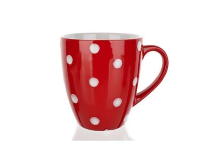 A00455 Hrnček Baňák červený s bodkami BANQUET