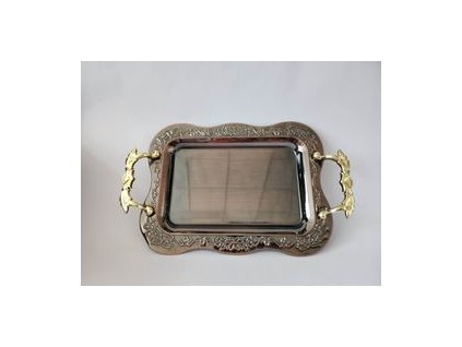 7515583 Dekoračný podnos z kovu a bronzu 45,5x33 cm