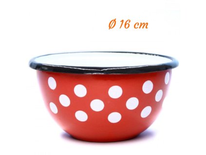 Miska smaltovaná bodkovaná, červená 16 cm BARABARA