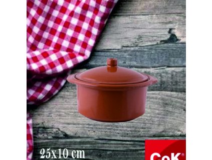 7225438 Keramický hrniec s pokrievkou 2,5 l d: 25 x 10 cm hnedá COK