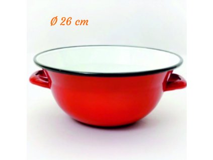 6754267 Smaltovaný červený vajling, misa na miesenie 26 cm