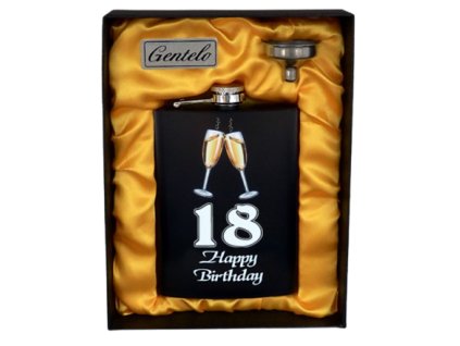 10011921 Ploskačka nerezová 18 Happy Birthday 240ml v darčekovom balení