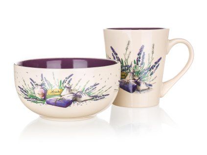 Sada raňajková – hrnček a miska LAVENDER, BANQUET