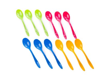 Farebné plastové lyžičky 12 ks
