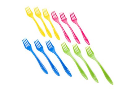 Farevbé plastové vidličky 12 ks