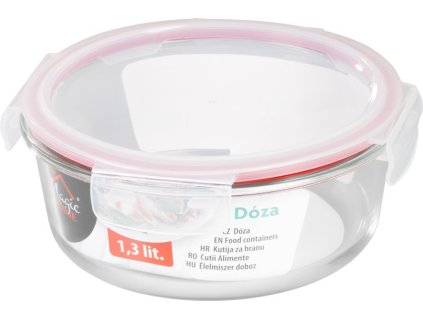 8011064 Dóza okrúhla, 1300 ml s vekom, Clip, sklenená