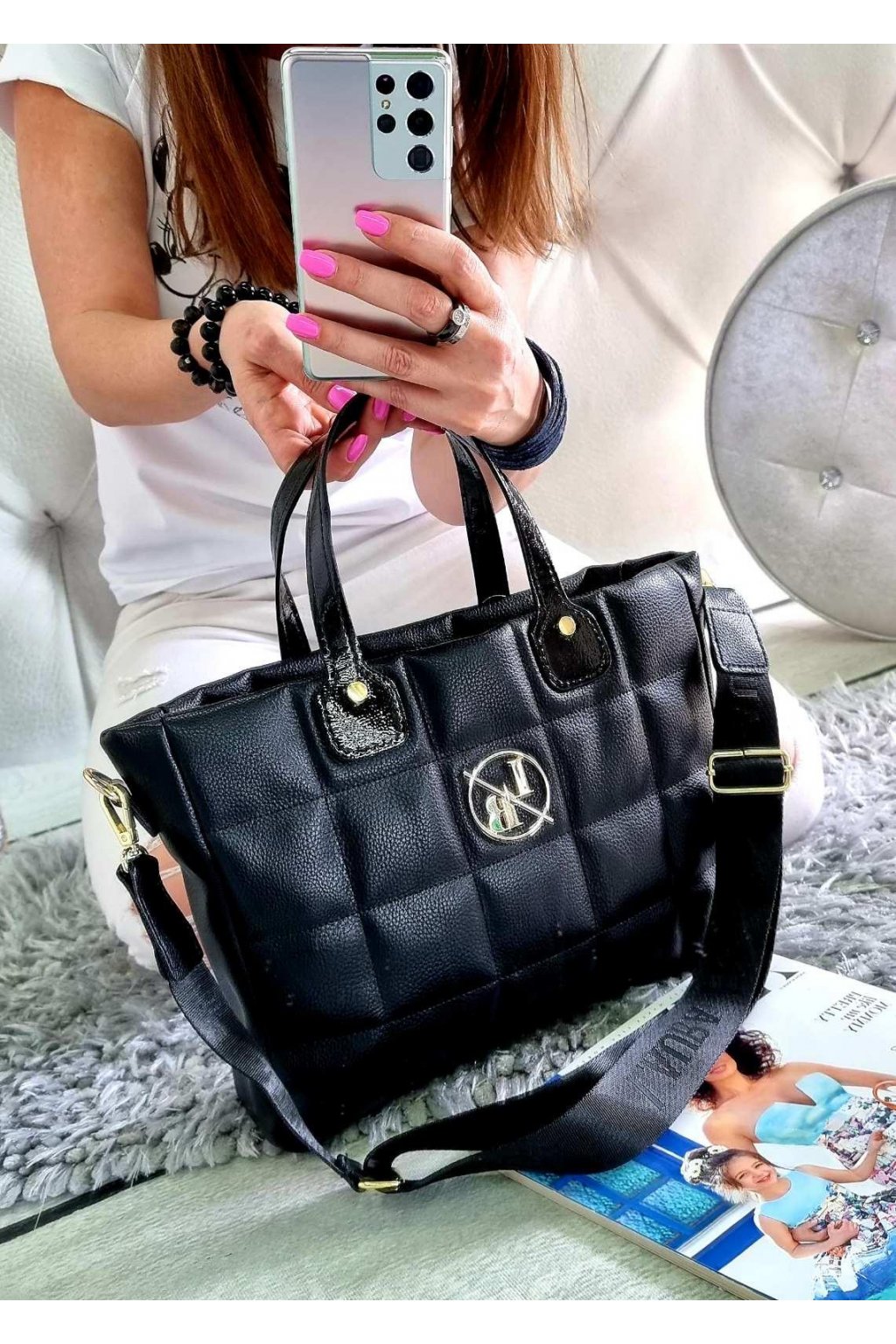 kabelka timely laura biaggi značková luxusní kabelka exlusivní trendy černá