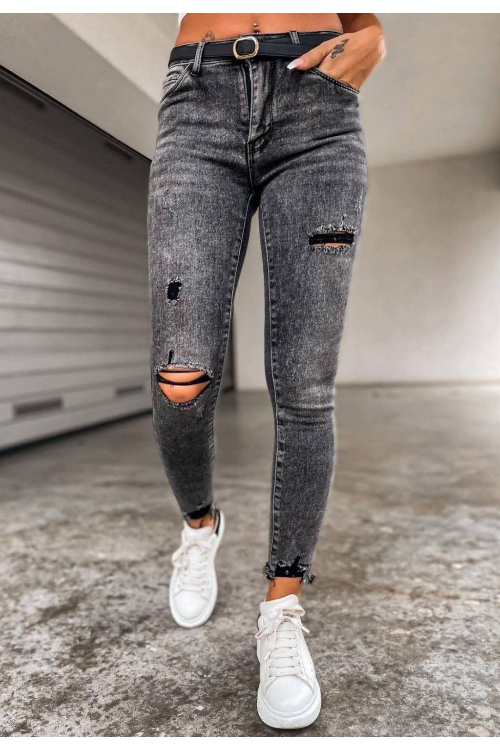 jeans tmavě šedé elastické
