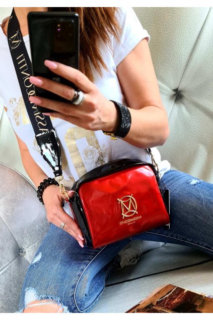 CROSSBODY massimo contti černočervená italy style fashion luxusní kabelka must have značková kabelka