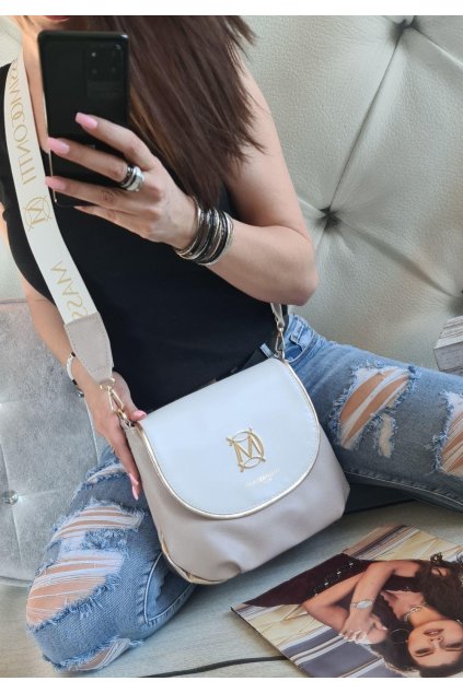 crossbody massimo contti klopna bílobéžová luxusní značková kabelka italy fashion